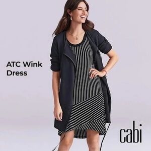 CAbi Black and White Striped ATC Wink Dress Size Small